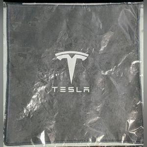 TESLA towel. 12"×12" grey dust down/ golf towel with attachment.